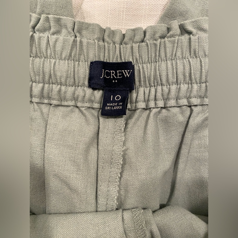 J Crew Linen Cotton Blend Paper Bag Pant Green Size 10 - Picture 4 of 15